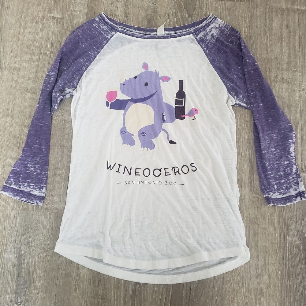 Duck Company Wineocerus San Antonio Zoo Graphic‎ Long Sleeve Baseball T Shirt M